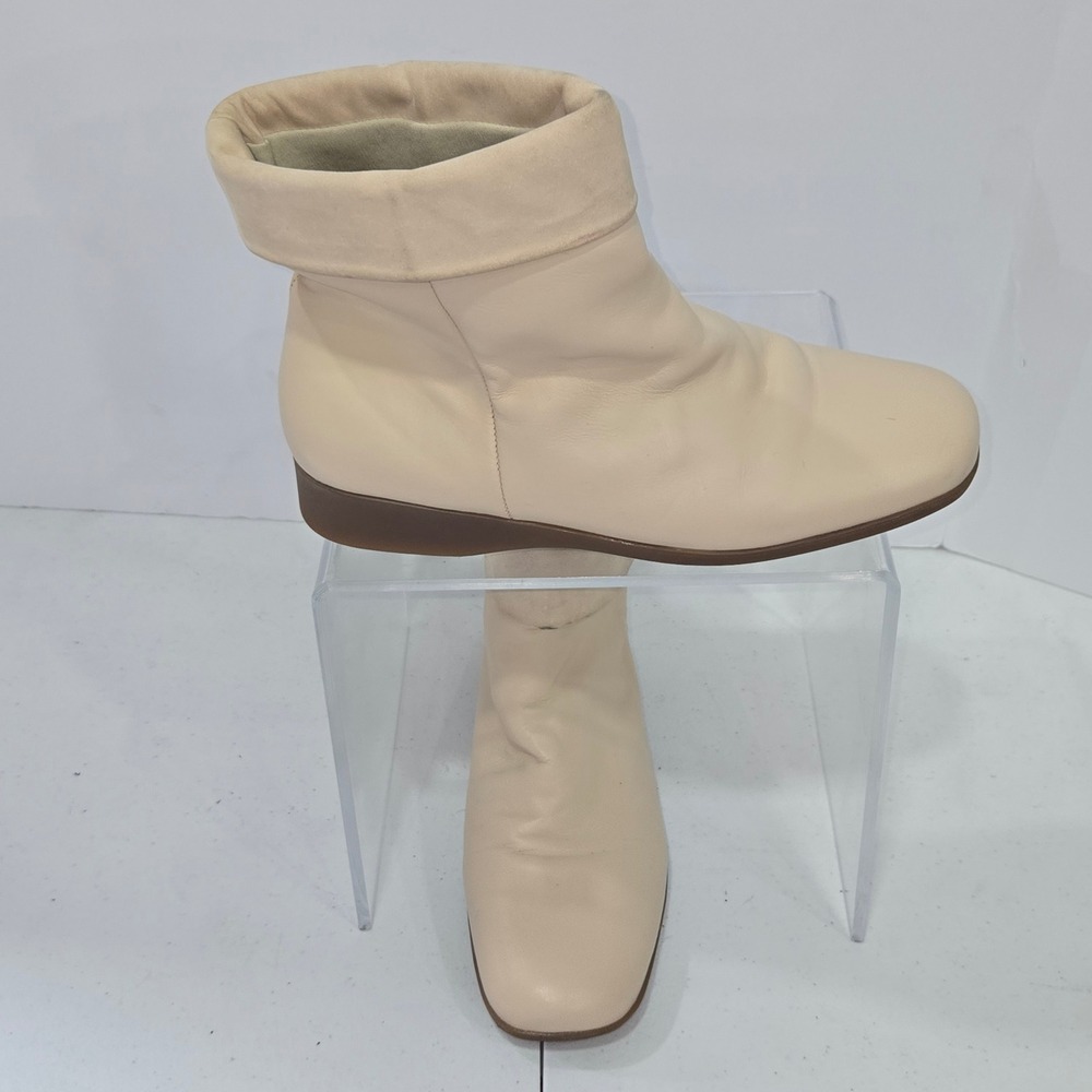 Easy Spirit True Spirit Womens 7.5 2A Beige Leather Ankle Boots ES BEAUFORTT
